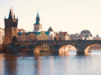 Charles Bridge over the Vltava River in Prague, Czech Republic
