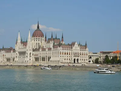 Hungarian Parliament Building on the Danube in Budapest, Hungary