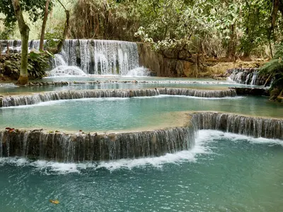 Turquoise pools of Kuang Si Falls near Luang Prabang, Laos