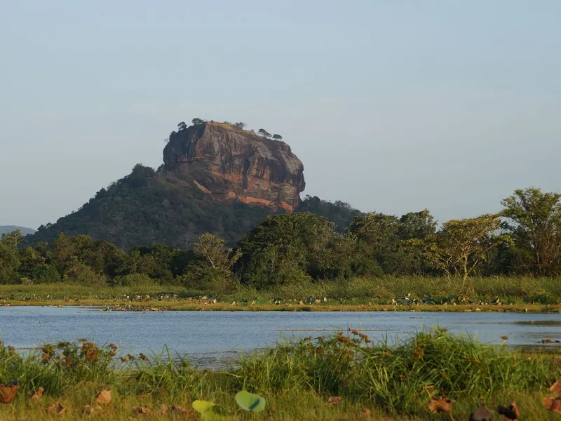 Sigiriya Rock Fortress above the forest in Sri Lanka